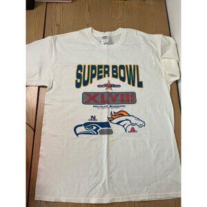 New Mens Super Bowl Champions Tshirt 2/2-2014 MetLife NJ White size Large
